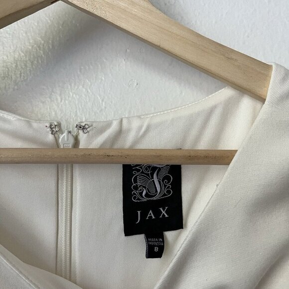 JAX ivory black label lace faux corset body con knee length sheath dress sz 8 - Picture 5 of 5